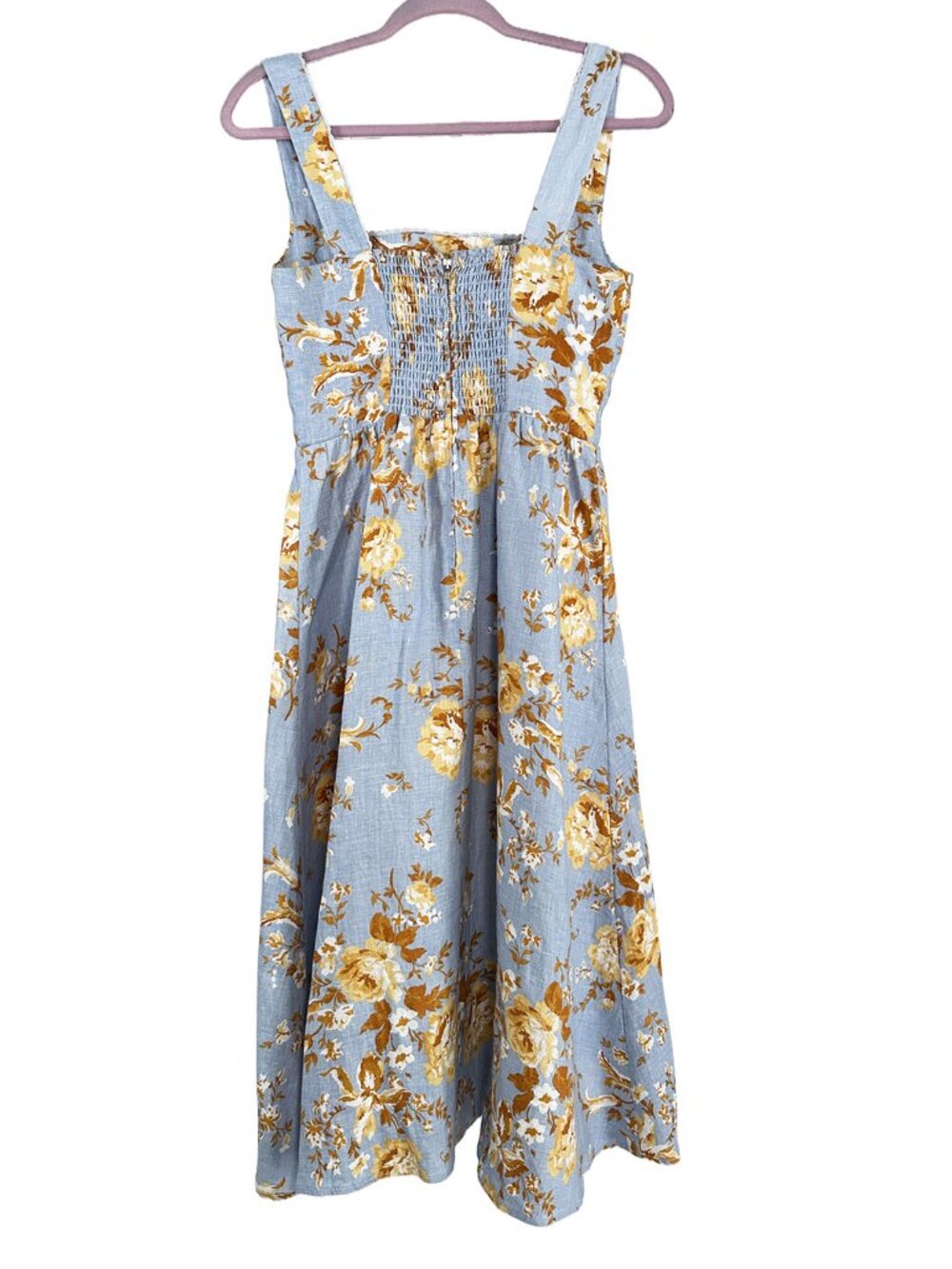 NWT Reformation Tagliatelle Heavenly Midi Linen Dress Blue Yellow Floral 2 - Picture 3 of 8